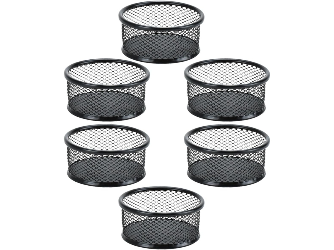Organizador de Clips de Papel Kichouse em Malha Ferro Preta, Conjunto de 6 Peças para Mesa e Residência, Design