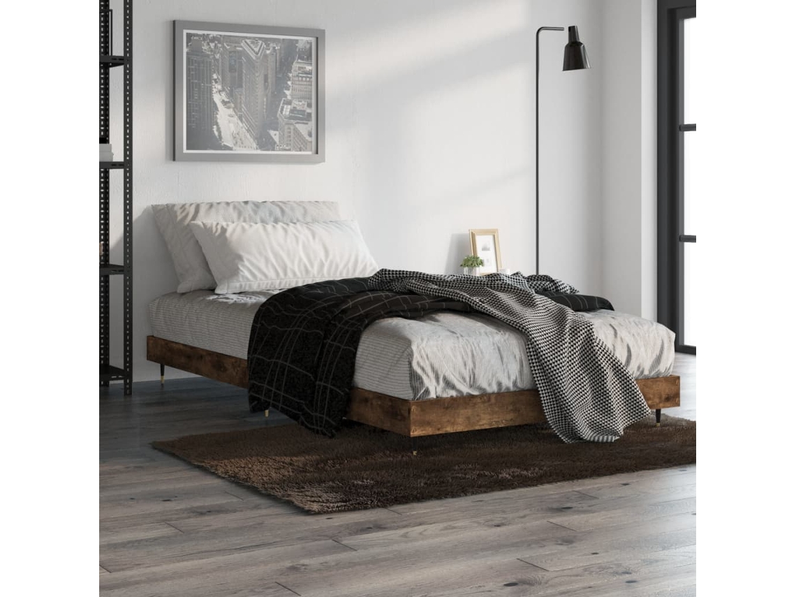 Estrutura Cama S/ Colchão Derivados De Madeira Carvalho Fumado
