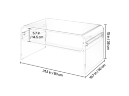 Mesa Auxiliar de Acrílico Transparente 50 X 80 38 Cm, Cabeceira 2 Níveis com Prateleira, Centro Retangular Estável para Sala Estar, Quarto, Jantar