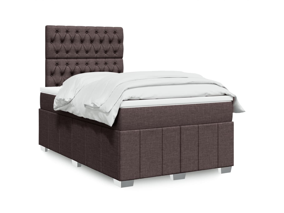 Vidaxl Cama Com Molas/colchão 120x200 Cm Tecido Castanho-escuro