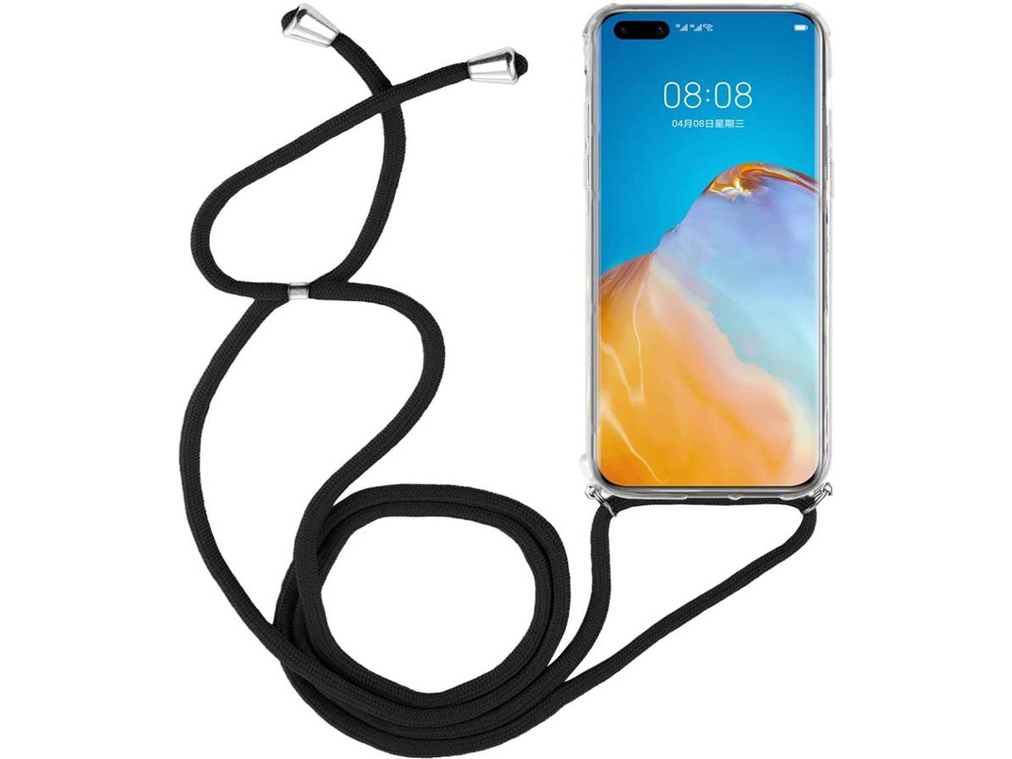 Capa Huawei P40 HONGWE. Com corda Transparente, Preto