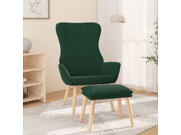 Vidaxl Cadeira De Descanso Com Banco P/ Pés Tecido Verde-escuro