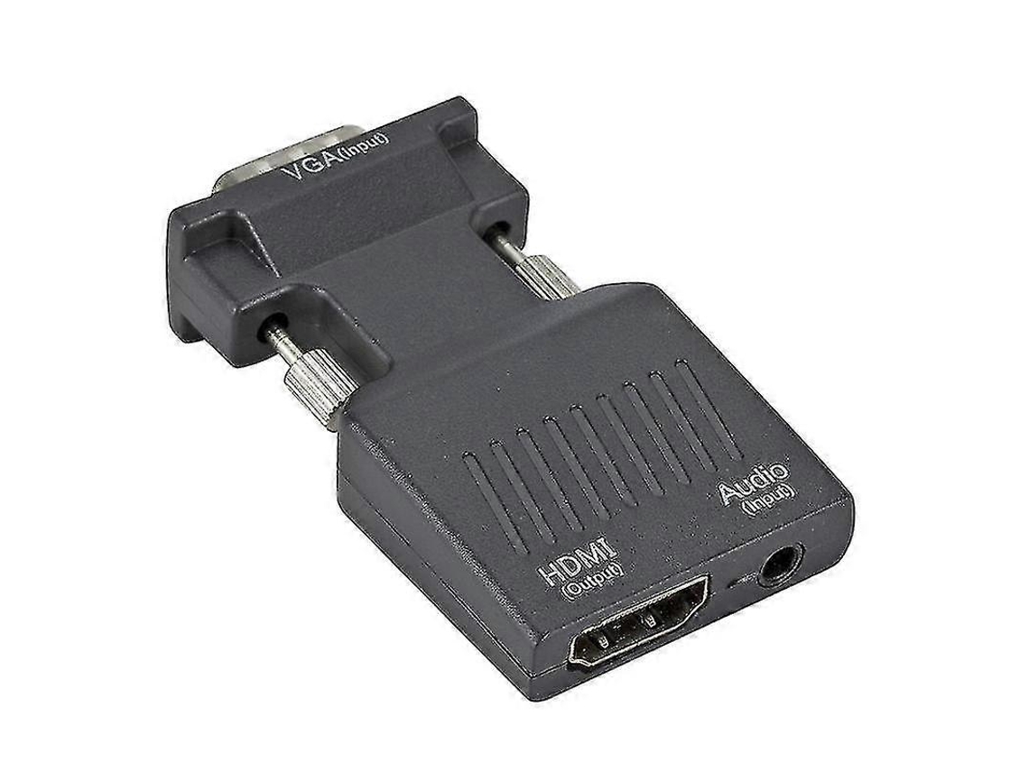 Adaptador Vga Para Hdmi De Metal Hd, Adaptador De Vídeo Para Computador Vga Para Hdmi, 1 Peça, Preto Hengjian