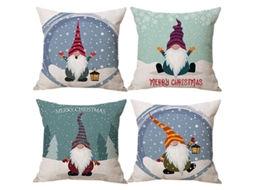 Conjunto de 4 Capas de Almofada de Natal Gnomos Nórdicos 45x45cm Nova Line