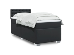 Vidaxl Cama Com Molas/colchão 100x200 Cm Couro Artificial Preto