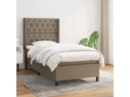 Cama Com Molas/colchão 80x200 Cm Tecido Castanho-acinzentado