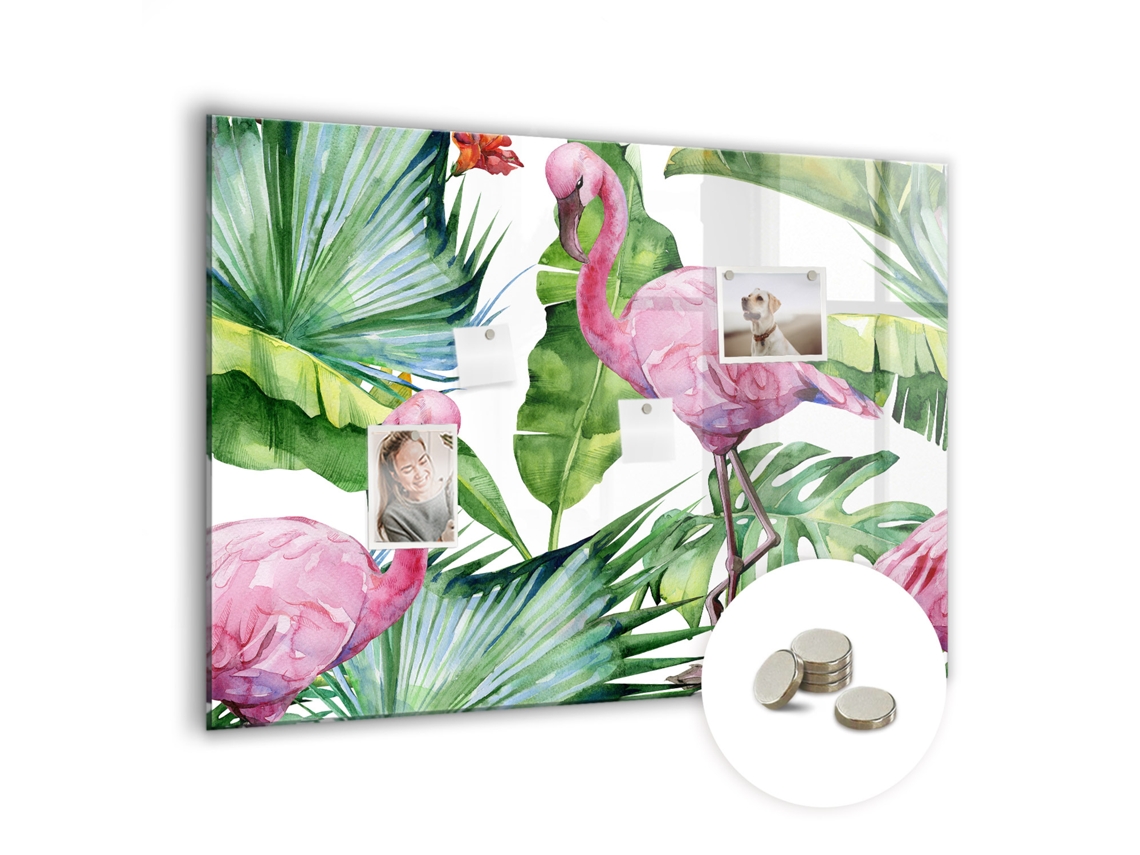 Lousa Magnética Natureza Flamingos Para O Escritório Espelharte (100x70 Cm)