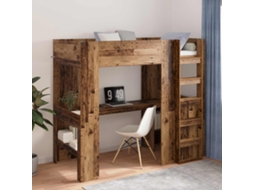 Vidaxl Estrutura De Cama Loft Com Mesa Madeira Antiga 100 X 200 Cm