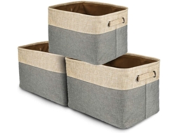 Lurelia Cesto Para Roupa Dobrável Pack 3 38 X 27 X 24 Cm Eva Cinza Quarto