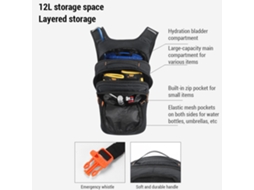 Mochila de Hidratação 12l em Nylon para Hiking e Ciclismo com Bladder