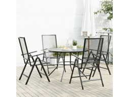 Vidaxl Cadeiras Reclináveis Jardim 5 Pcs Aço Revestido A Pó Antracite