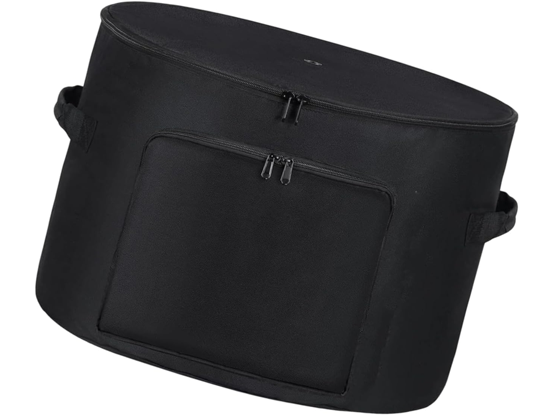 Organizador portátil para mangueira de jardim com zíper, bolsa de tecido para guardar ferramentas de jardinagem.