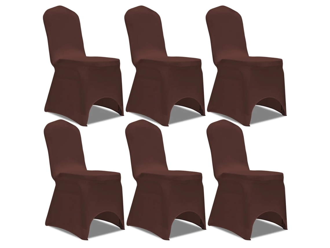 Vidaxl Capa Extensível Para Cadeira 6 Pcs Castanho