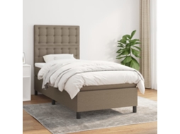 Vidaxl Cama Com Molas/colchão 90x200 Cm Tecido Castanho-acinzentado