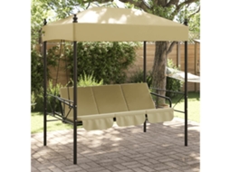 Vidaxl Banco Baloiço Para Jardim Com Toldo Aço areia