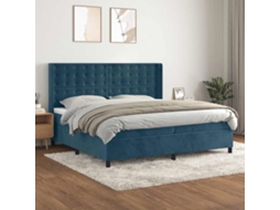 Vidaxl Cama Com Molas/colchão 200x200 Cm Veludo Azul-escuro