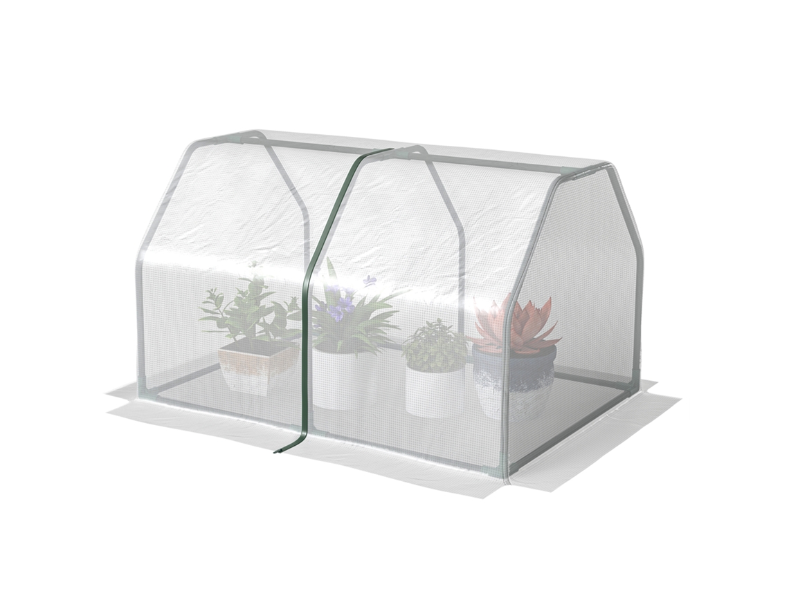 Estufa De Branco Jardim Terraço 100x70x60cm Pequena Com Zíper Pra Cultivos Plantas Flores Estrutura Aço Cobertura Pe