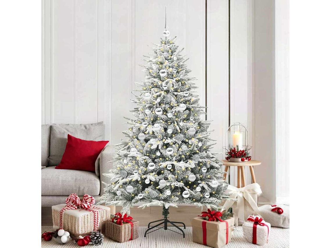 Vidaxl Árvore De Natal Artificial Pré-iluminada Com Conjunto De Bolas