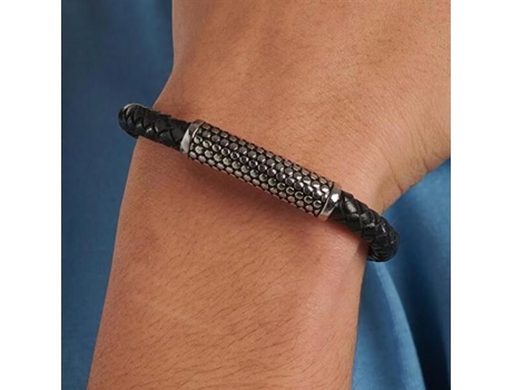Pulseira Elegante Em Couro Sintético Para Homem Ripple Srp72 Sagapõ