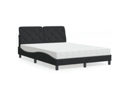 Vidaxl Cama Com Colchão 120x200 Cm Veludo Preto