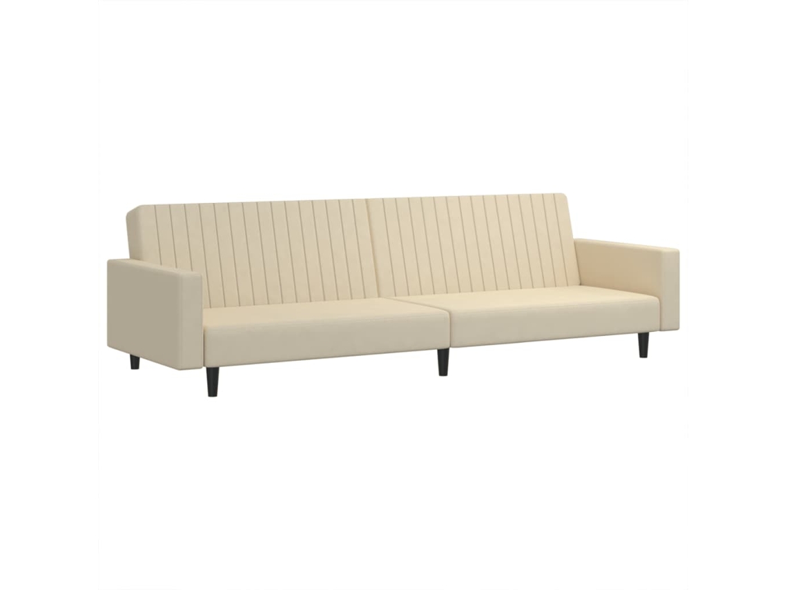 Sofá-cama De 2 Lugares Vidaxl Veludo Cor Creme