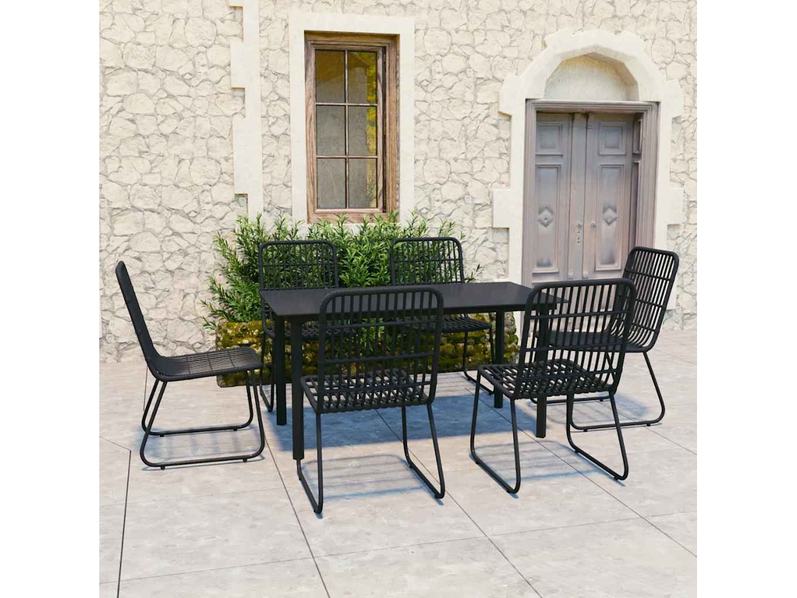 Vidaxl 7 Pcs Conjunto De Jantar Para Exterior Vime Pe E Vidro