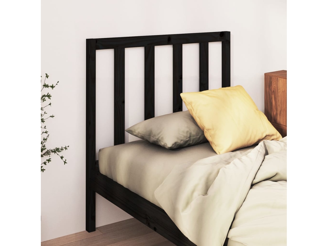 Vidaxl Cabeceira De Cama 81x4x100 Cm Pinho Maciço Preto