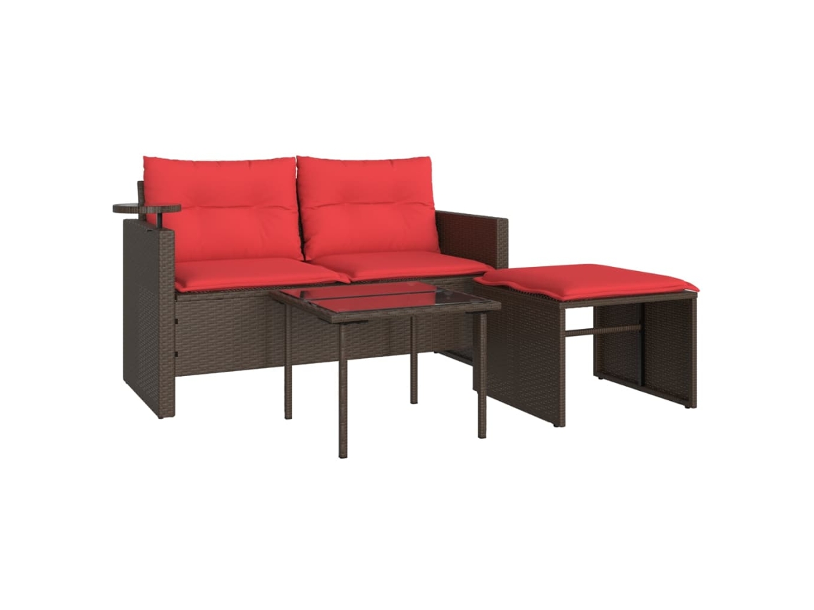 Conjunto de Sofá Jardim 4 Peças Almofadas Rattan Sintético MAISON EXCLUSIVE