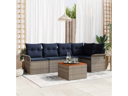 Vidaxl Conjunto De Sofá De Jardim 6 Unid. Cinzeto Vime Pe