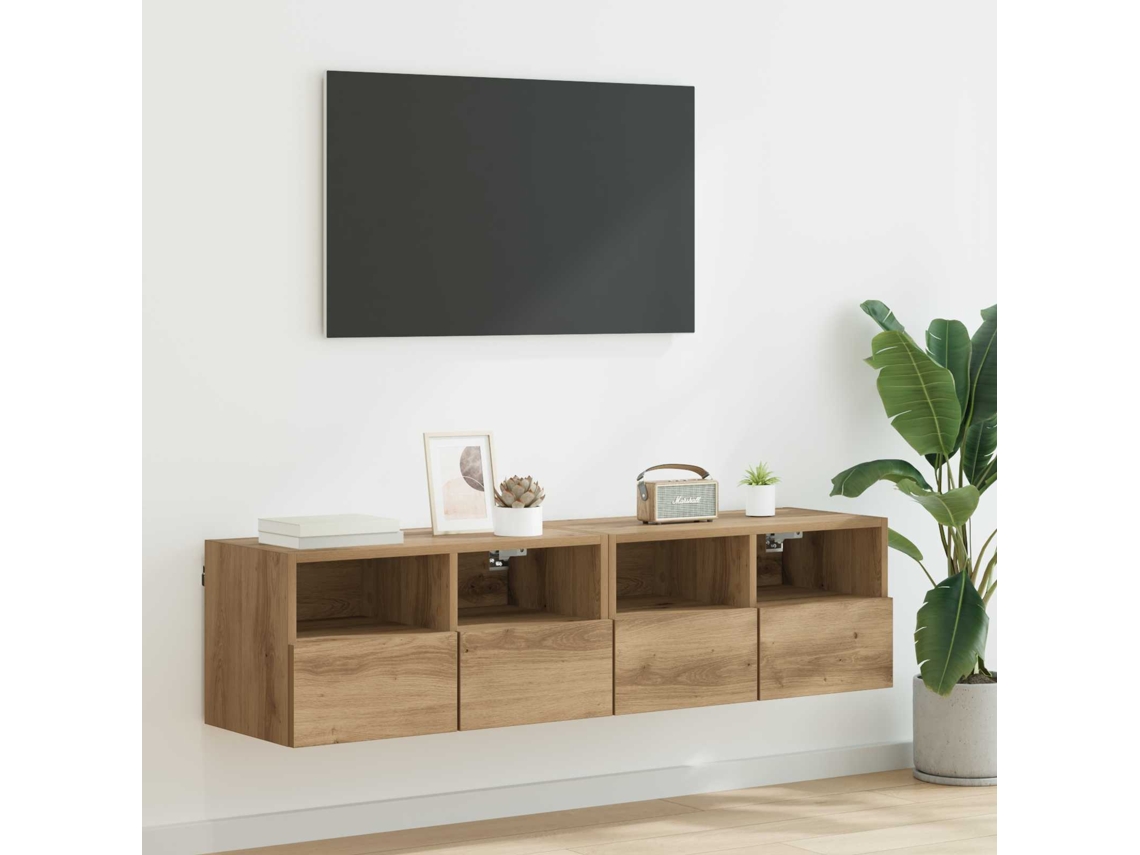 Vidaxl Gabinetes De Tv Na Parede 2 Unid. Carvalho Artesanal