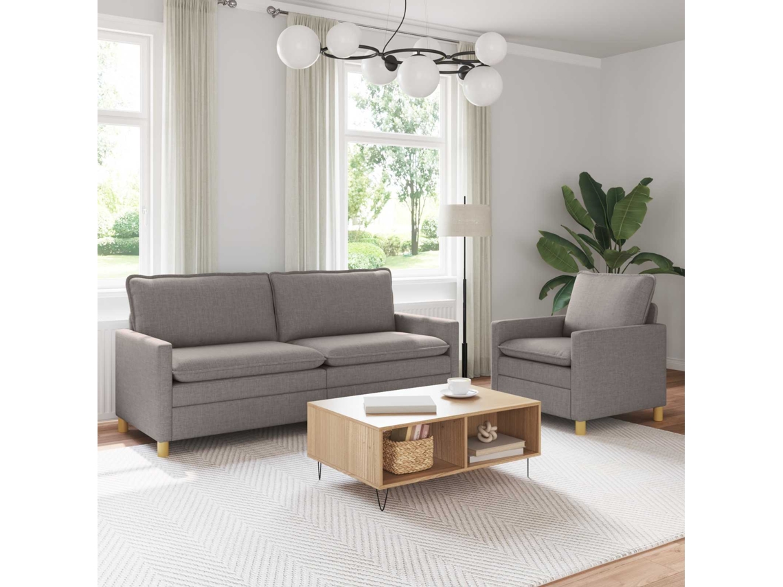 Vidaxl Conjunto De Sofás 2 Unid. Cinzento-acastanhado Tecido