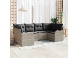 Vidaxl Conjunto De Sofá De Jardim 6 Pcs Cinzento-claro
