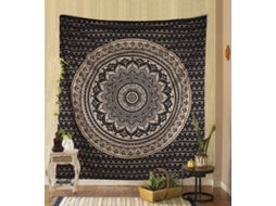 Tapeçaria de Parede, Grande Mandala Hippie Degradê Boêmia em Dourado, para Pendurar na Parede BRILVIBERA