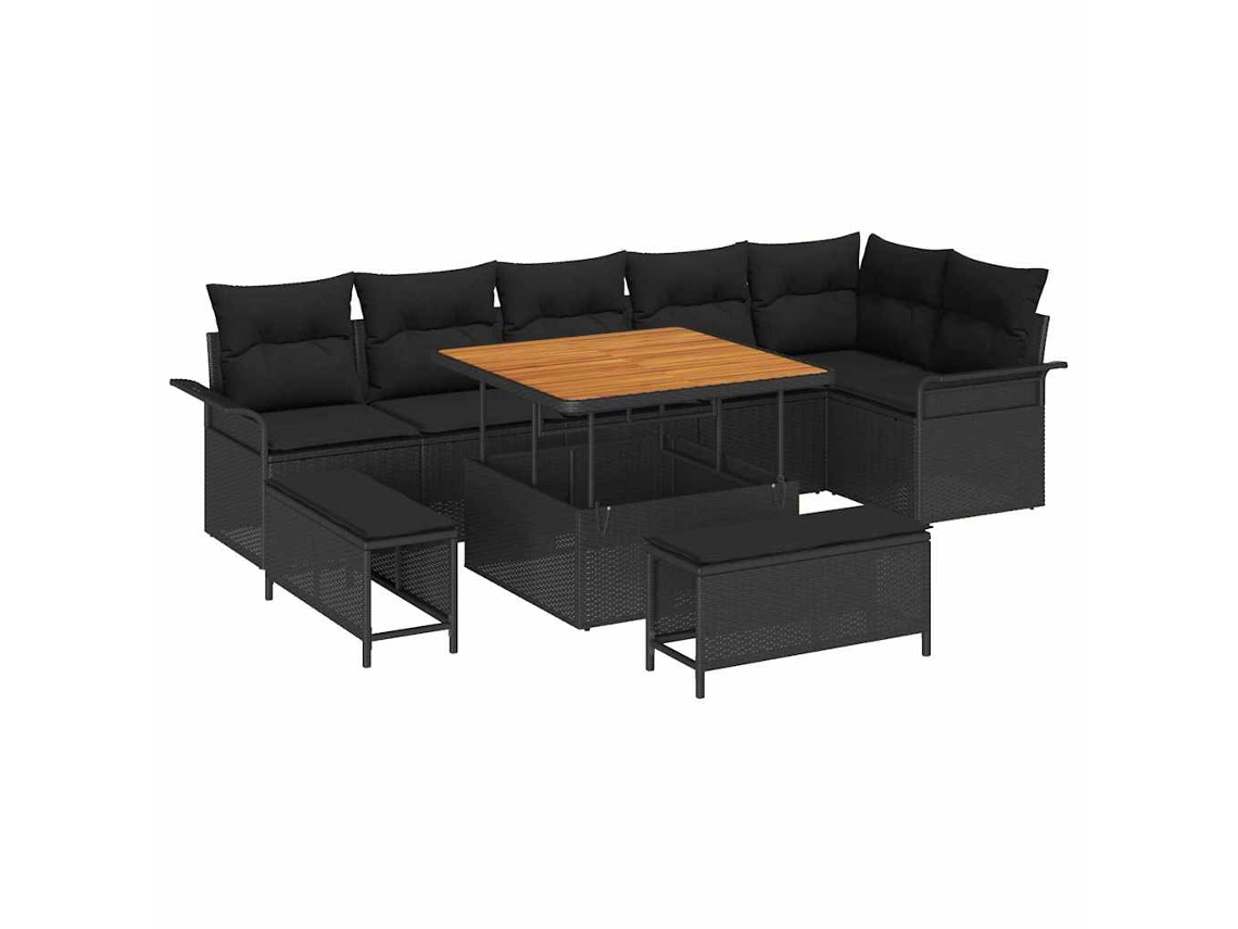 Maison Exclusive - Conjunto De Sofá De Jardim Com Almofada 9 Pcs Preto