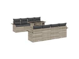 Conjunto 9 Conjunto De Sofá De Jardim Vidaxl Cinzento-claro Vime Pe (100 X 55 X 73 Cm)