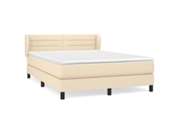 Cama com Molas/colchão 140x200 Cm Tecido Cor Creme MAISON EXCLUSIVE