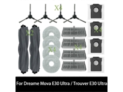 Peças Para Aspirador De Pó Dreame Mova E30 Ultra / Trouver E30 Ultra: Rolo Principal Tricut, Escova Lateral, Filtro Hepa, Pano De Limpeza, Saco D_ozo