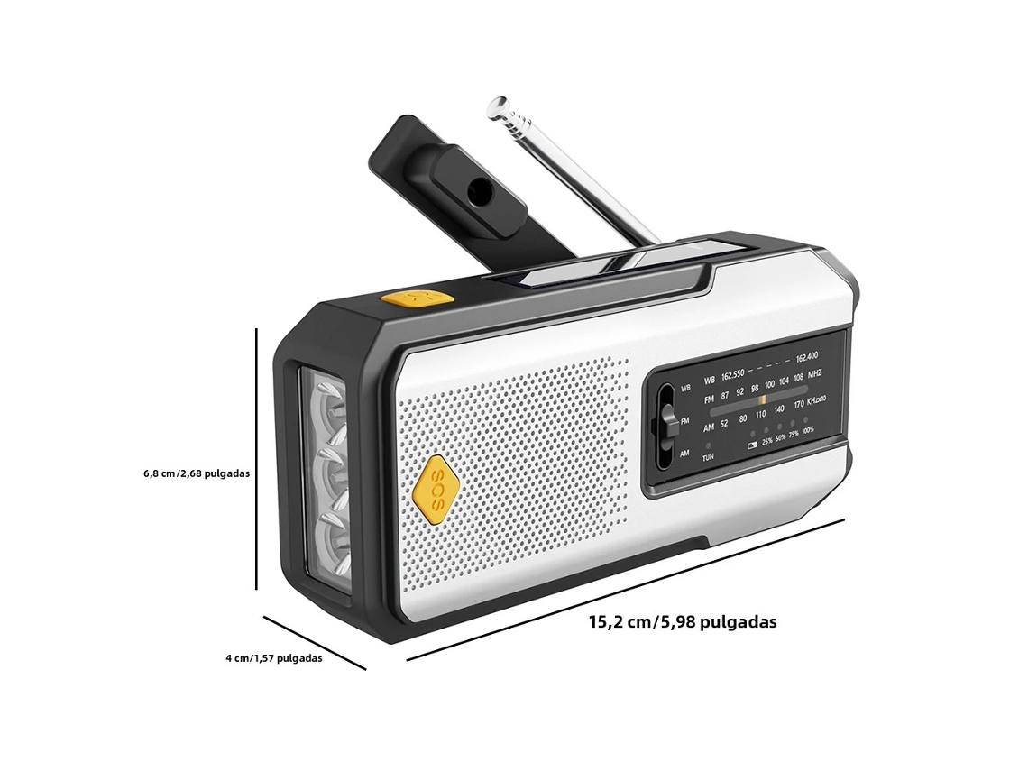 Rádio Solar Portátil Yikanwen, Am/fm com Manivela e Bateria Recarregável AQUAFORGE