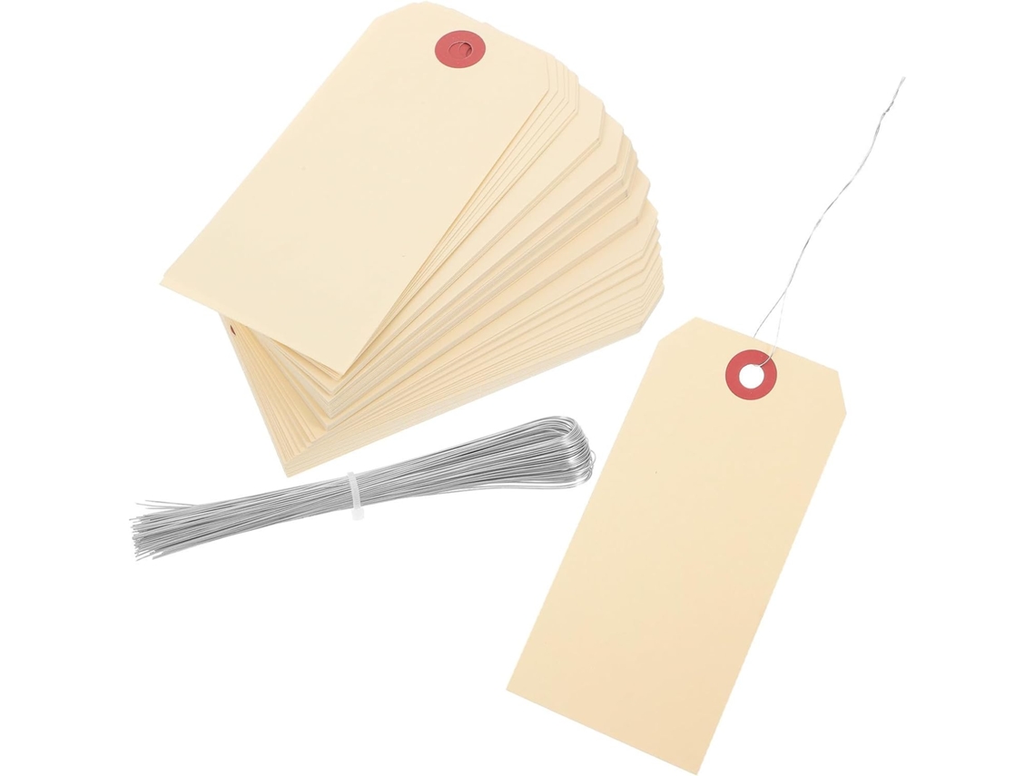Etiquetas Em Branco Para Embalagens, 100 Unidades, Papel Kraft, Com Arame, 6x12cm