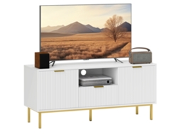Móvel Para Tv De 50 Polegadas Com 2 Portas De Fechamento Suave, Gaveta E Compartimento Aberto, 120x39x54cm, Branco