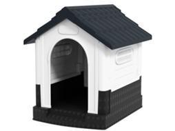 Casa Mini De Exterior Em Plástico Com 3 Janelas Base Elevada Telhado Inclinado 64,5x57x66 Cm Cinzento Escuro
