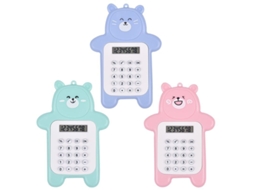 2026 3 Calculadoras de Bolso com 8 Dígitos, Calculadora Básica Mini, Forma de Urso Cartoon, 3 Cores (azul, Verde, Rosa)
