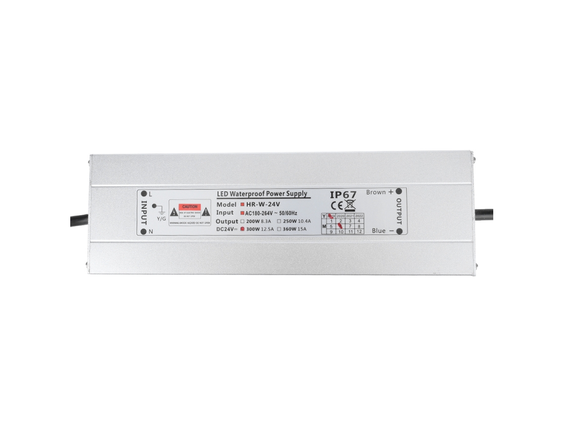 Fonte de alimentação comutada à prova d'água IP67 AC/DC 24 V 12,5 A 300 W para caixa de luz/faixa de luz