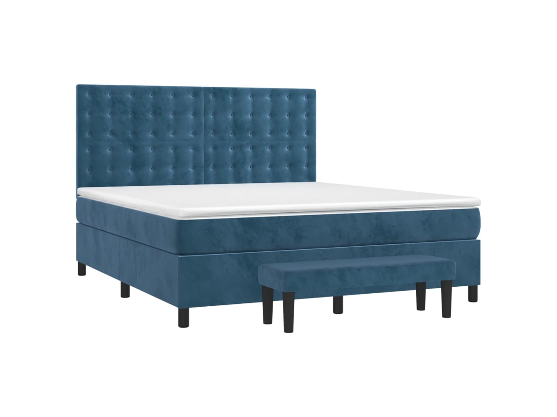Cama com Molas/colchão 160x200 Cm Veludo Azul escuro MAISON EXCLUSIVE