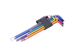 Conjunto de Chaves Allen Hex 9 Peças Coloridas Cabeça Plana Formato L