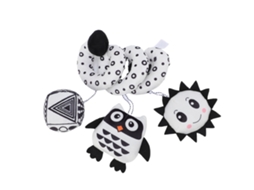 Mali brinquedo Pendurado para Cama e Carrinho de Bebê Coruja Preto e Branco com Sineta