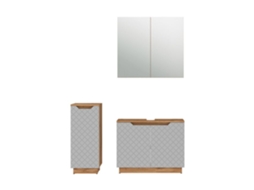 Conjunto de Mobiliário para Casa de Banho VICCO 3 Peças com Armário de Lavatório e Torre (Cinzento)