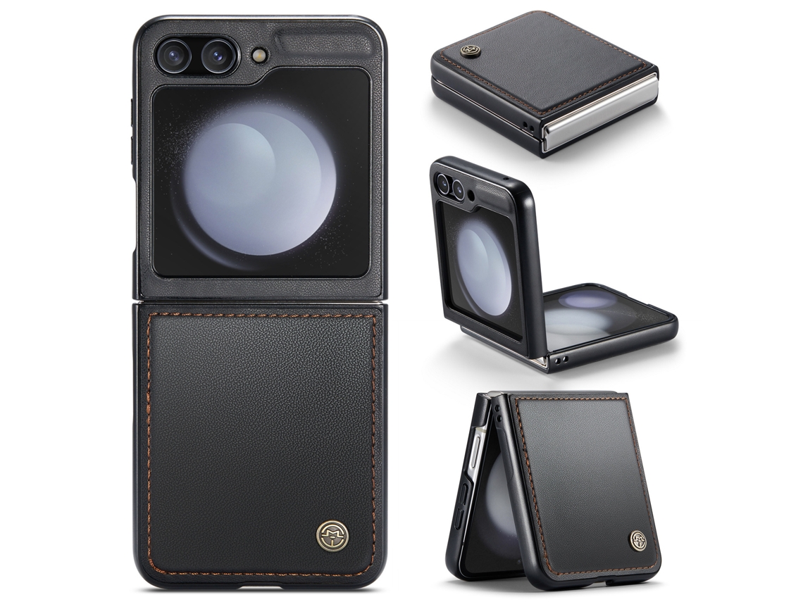 Nova Capa Dobrável Para Celular Em Couro Sintético Com Proteção Antirroubo.samsung Z Flip6 Preto