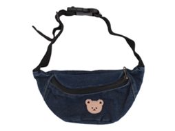 Mali bolsa de Cinto Infantil Urso Estampa Desenho Animado Lona Ajustável Azul Escuro