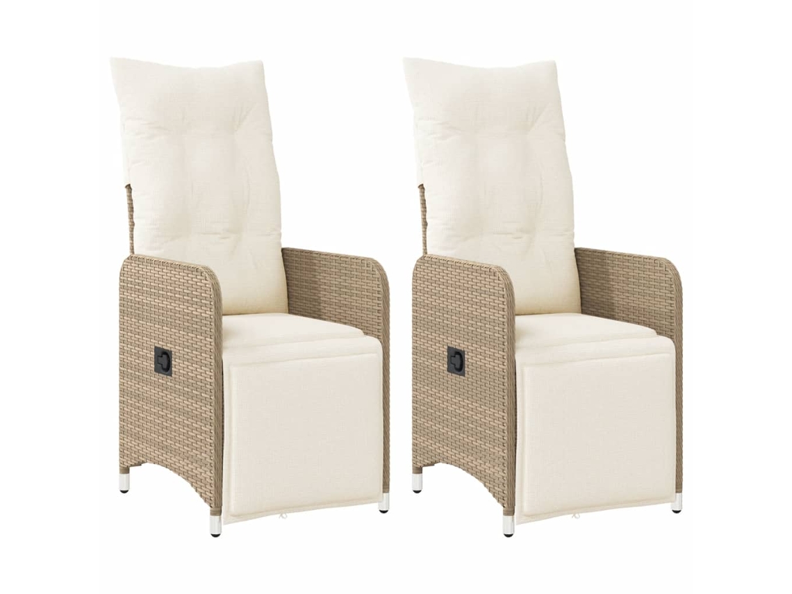 Maison Exclusive - Cadeiras De Jardim Reclináveis 2 Pcs C/ Almofadões Vime Pe Bege